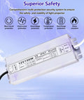 Beefy 150W 12V DC LED Power Supply Waterproof IP67 Outdoor Transformer with safety features for LEDs and CCTV cameras