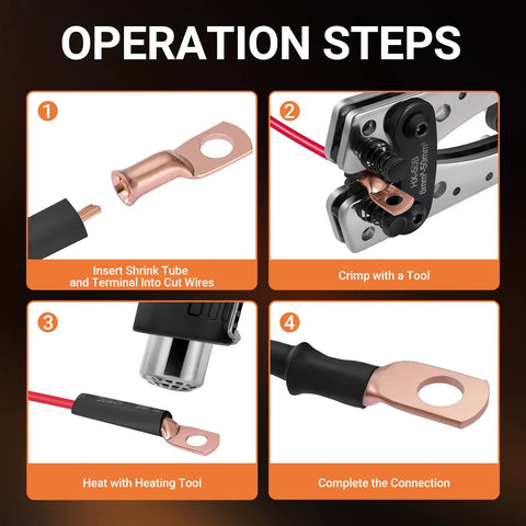 Heavy Duty Battery Terminal Kit With Copper Lugs And Ring Terminals, 40 Piece Set operation steps for installation