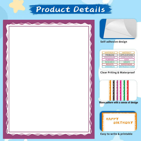 Colorful Self Adhesive Science Fair Display Kit with 22 sheets of subtitles, project titles, and letter stickers, showing details.