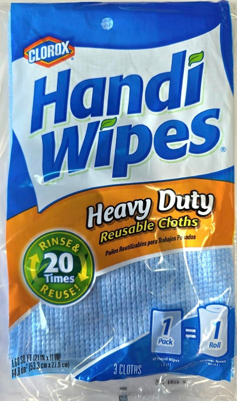 Heavy Duty Reusable Cleaning Wipes Set Of 6, Each Pack Contains 3 Wipes, Rinse And Reuse Up To 20 Times packaging view