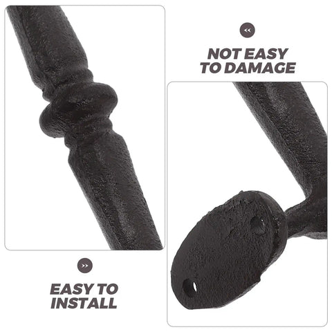 Close-up details of Rustic Cast Iron Outdoor Gate Handle With Knob Pulls, showcasing durability and installation ease.