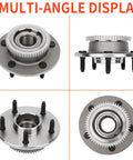 Front Left And Right Wheel Hub And Bearing Pair Direct Fit For Dodge Ram 1500 Pickup 2000 2001 2WD 5 Lug With ABS Replacement Wheel Bearing Assembly Kit, shown in multi-angle display.