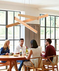 Wood Integrated LED Linear Pendant Light 31.5 Inch 18W 4000K Modern Farmhouse Fixture Over Dining Table