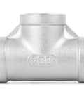 304 Stainless Steel Tee Pipe Fittings 2 Inch By 2 Inch By 2 Inch NPT Female Connector for plumbing and industrial piping front view