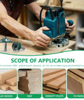 Woodworker using router with Pro Grade 3 Piece Cabinet Door Router Bit Set for precision cutting in wood, MDF, and plywood.