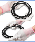 Direct Replacement Fuel Pump Lock Ring For Buick Cadillac Chevrolet Dodge Ford GMC Hummer Isuzu Jeep Lincoln Mazda Pontiac Ram Saab Saturn Suzuki Volkswagen GM Fits OEM Specs, No Fuss Install, Universal Lock Ring Clip being held by gloved hands.