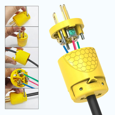 Electrical Replacement Plug And Connector Set For Extension Cords 15A 125V Straight Blade Grounding NEMA 5-15P and 5-15R