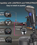 USB Truck Simulator Shifter Knob For ATS And ETS2 PC Racing shown with Logitech and Thrustmaster compatibility labels.
