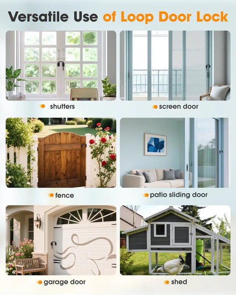 Versatile use of 2.36 Inch U Patio Sliding Door Loop Lock on shutters, screen doors, fences, patio doors, garages, sheds