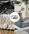 100 Piece Fender Washer Kit For Screws And Bolts Thickened 304 Stainless Steel, Assorted Sizes 8, 10, 1/4 Inch in use on car, fence, and shelving