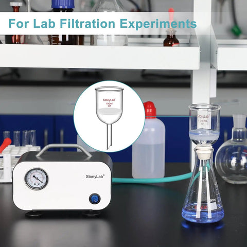 Pro Grade Borosilicate Glass Buchner Filtering Funnel With Coarse Frit 113 Mm ID 110 Mm Depth 24/40 Standard Taper in lab setup