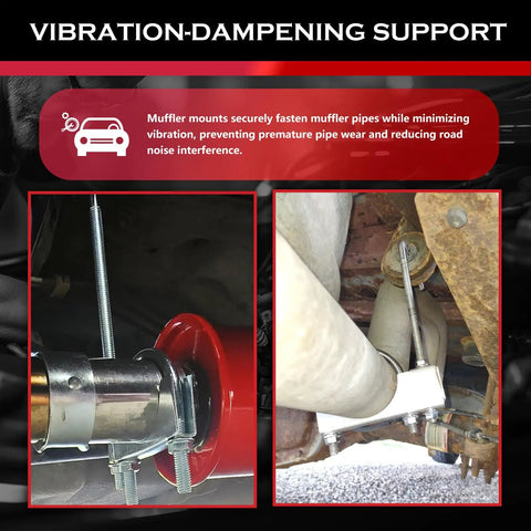 Close-up of 2.5 Inch Exhaust Hanger Kit With Clamp Adjustable Exhaust Pipe Hangers for vibration-damping under vehicle
