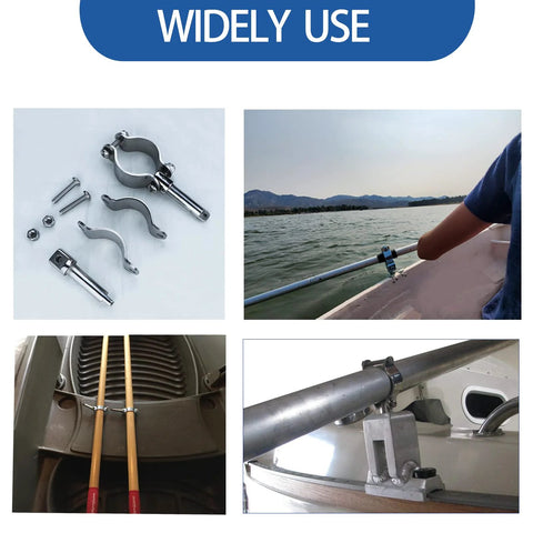 Clamp-on oarlocks, 316 stainless steel with mounting hardware for boat oars