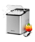 Top Tier Countertop Ice Maker Chilling Drinks On The Fly With Dual Size Bullet Ice Producing Over Twenty Six Pounds Daily Featuring Fast Six Minute Release and No Sweat Self Cleaning Care with ice and drink.