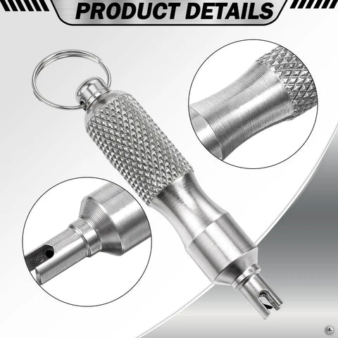 2 Pack Valve Core Removal Tool Keychain Stainless Steel Tire Valve Stem Tool Grab And Go Portable For Bicycle Car