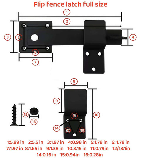 Heavy Duty 6 Inch Barn Door Flip Latch For Sliding Doors And Gates Built To Last All Metal Matte Black Lock Latch dimensions and parts