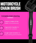Motorcycle Chain Cleaning Brush With Multi Sided Head Cleans Three Sides Of The Chain At Once Plus A Long Scrub Brush