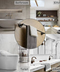 Centered view of Two Piece Adjustable Bathroom Towel Bar Set 17 To 29 Inches Matte Black Or Brushed Nickel Finish Wall Mount Modern Bath Accessories For Home Upgrade And Sleek Dope Style in various stylish home settings like bathroom and kitchen