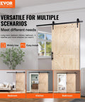 Badass 42X84 Inch Sliding Barn Door With Full 7Ft Hardware Kit And Glide Handle Solid Wood Core Panels shown in versatile home settings.