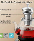 Electric Tea Maker With Infuser For Herbal Tea, Fruit Tea, And Loose Leaf, Glass Kettle BPA Free, Stainless Steel Inserts