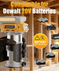 Powerful Brushless Cordless Router For Woodworking, 20V Battery Compatible, Battery Not Included, shown with battery options
