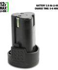 12V Li-ion battery for Compact 12V Li-ion Cordless Power Ratchet Wrench With Three Eighth Inch Drive, 35 Foot Pound Torque