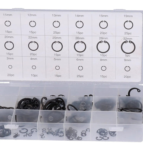 300 Piece Snap Ring Set In Alloy Steel With Pro Grade Durable Plastic Storage Case displayed with organized compartments