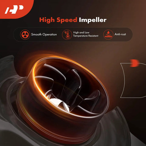 Top Shelf Heavy Duty Engine Electric Water Pump Straight Shot Replacement For Ford Fusion CMAX Mkz 2.0L impeller detail showing smooth operation.