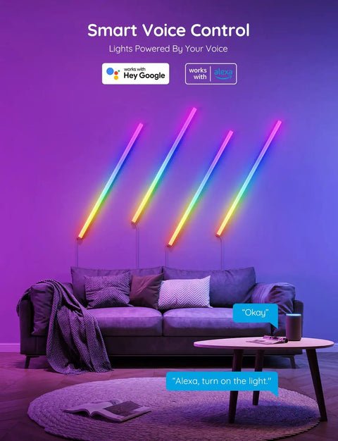 Next Level Smart Gaming Light Bar With Dynamic Rgbic Wall Mount And Hella Smooth Bluetooth App Control For Alexa And Google Setup, stylish living room setup.