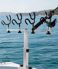 Crappie Rod Holder System For Boat Track Mount Four Rod Adjustable Spider Rig Setup Built With 316 Stainless Steel And Marine Aluminum Durable Track Compatible Design Fits Most Standard Track Systems on boat rail