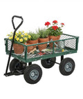 Heavy Duty 500 Lb Capacity Mesh Steel Garden Cart Folding Utility Wagon With Removable Sides Your Go To Beach Lawn Yard And Landscape Workhorse Deep Green carrying flower pots