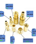 Complete 55 Piece One Quarter Inch NPT Air Hose Fittings Kit With Quick Connect Couplers And Plugs For Air Compressors And Pneumatic Tools