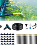 Drip Irrigation Kit With 100Ft Tubing, Automatic Garden Watering System, 360 Degree Bending Atomizing Copper Nozzles, Y Distributor