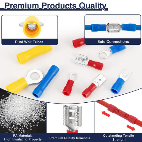 All In One 1520Pcs Electrical Crimp Connectors Kit With Insulated Wire Terminals Including Ring Fork Butt Spade Female And Male