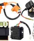 High Performance Ignition Coil Kit For 50cc 125cc 150cc Scooters ATVs Go Karts And Mopeds Includes 6 Pin AC CDI Box Regulator Rectifier Solenoid Relay And Spark Plug