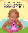Child holding Animal Night Light For Kids With Rechargeable Silicone And ABS Nursery Glow In 8 Calming Colors Soft Non Toxic Lamp