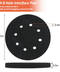 Mkobon 4-pack 5-inch 8-hole black foam sanding pads with hook-and-loop backing for orbital sander