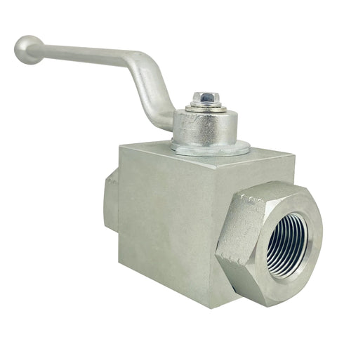 Autovo 3/4 in hydraulic ball valve, two-way shut-off, metal body with lever handle and 3/4 in NPT female thread