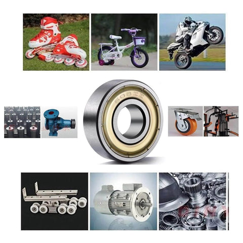 608ZZ C3 High Speed Sealed Ball Bearing 8x22x7mm 10-Pack shown with applications for skateboards, scooters, motors, and 3D printers.