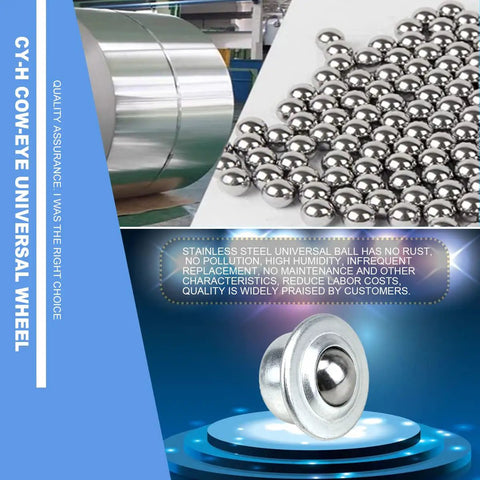 Hella Durable Stainless Steel Roller Balls 10 Pack Universal Swivel Casters slick rotation on a display with smooth surfaces.