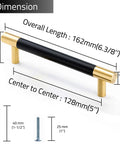 5 Inch Gold Cabinet Pulls With Black Plating Solid Brass Drawer Handles For Kitchen Cupboard Bedroom And Bathroom 128mm Wide