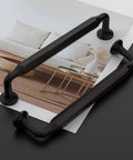 Oil Rubbed Bronze Cabinet Pulls 5 Inch 10 Pack Kitchen Cabinet Hardware, showing two pulls on a black surface with decor background.