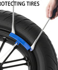 Using 14.5 Inch Steel Tire Spoons Tire Changing Kit For Motorcycle Dirt Bike Lawn Tractor Bicycle And More, showing spoon and rim protector