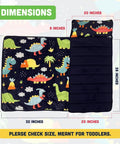 Toddler Nap Mat With Pillow For Daycare And Travel, dinosaur print, dimensions 43x32 inches, fits up to 43 inches tall