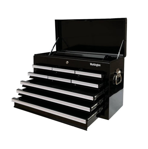 Heavy Duty Professional Industrial Portable 9-Drawer Tool Chest Cabinet With Ball Bearing Drawer Slides And Locking Cam System, 26 Inch Steel Tool Storage Box Organizer For Home Garage Shop