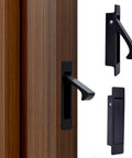 Pocket Door Privacy Lock With Edge Pull Handle For Bedroom And Bathroom Stainless Steel Recessed Matte Black Finish Two Sided Knob Fits 1 3/8 Inch To 2 3/16 Inch Doors Ideal For Hidden Pocket Doors In Moist Environments