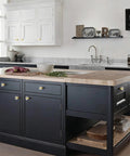 Crystal Glass Cabinet Knobs Set Six Pack Gold Polygon Drawer Pulls on kitchen cabinets with marble countertop and wood island