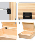 Sturdy Black Stainless Steel 1 Inch Cabinet Hinges Set Of 10 Mini Folding Butt Hinges for Wood Doors, installed on wooden box lid.