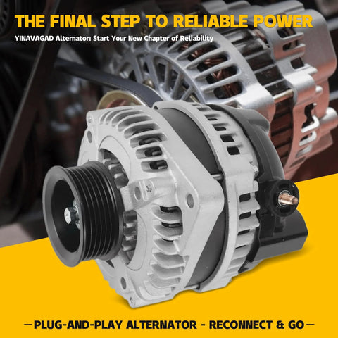 Front view of Honda Accord 3.5L V6 Alternator Replacement Compatible With 2008 2009 2010 2011 2012 Fits Crosstour 2010