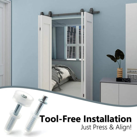 Heavy Duty Bifold Door Fix Kit Includes Spring Loaded Top Roller And Pivot Bracket For No Sweat Setup with installed doors.